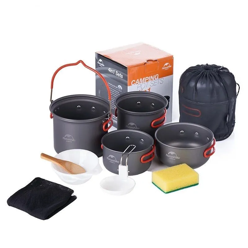 Naturehike Marmita De Campamento - Set 4 En 1 + Accesorios