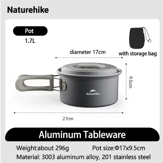 Naturehike Olla De Campamento De Aluminio 1.7 Lts